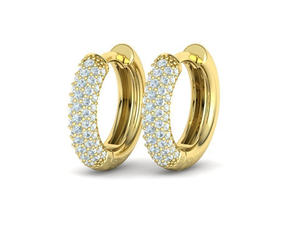 Aretes de Aros Redondos de 15 mm con Brillantes Incrustaciones