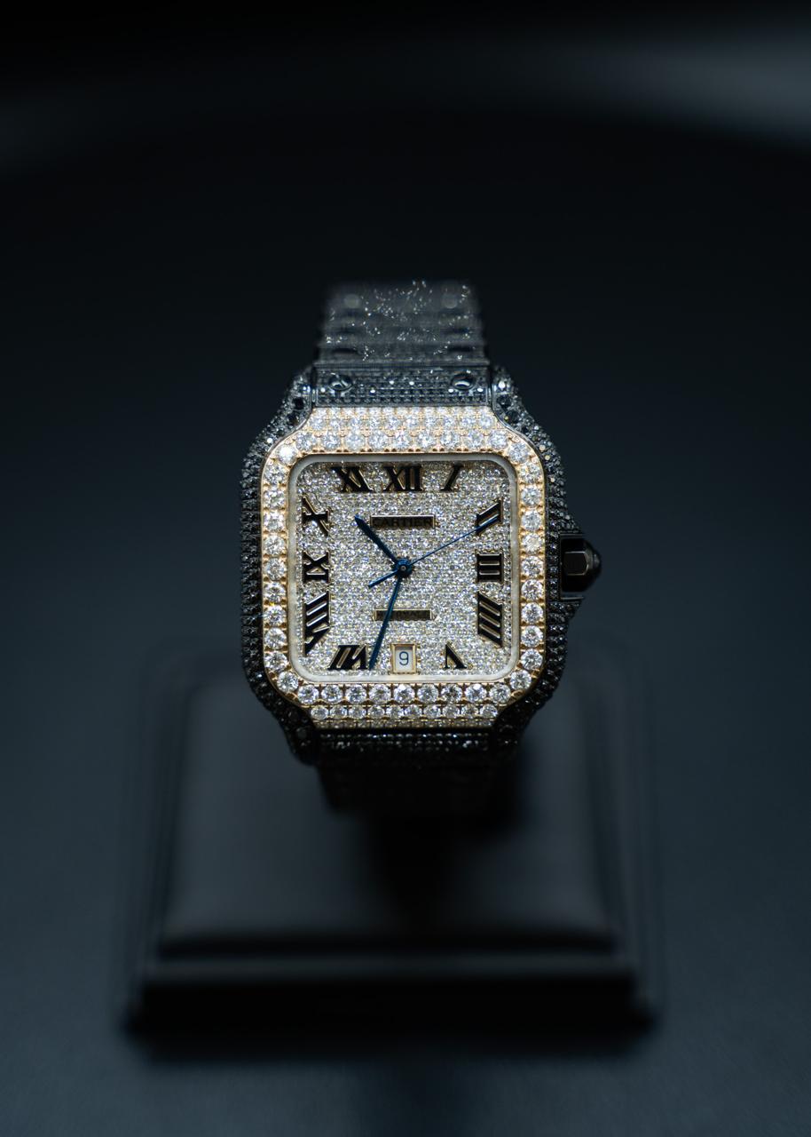Santos de Cartier Large, Two tone Full ice