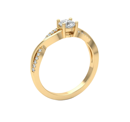 Anillo de Compromiso con Diamante Central y Brazos Entrelazados