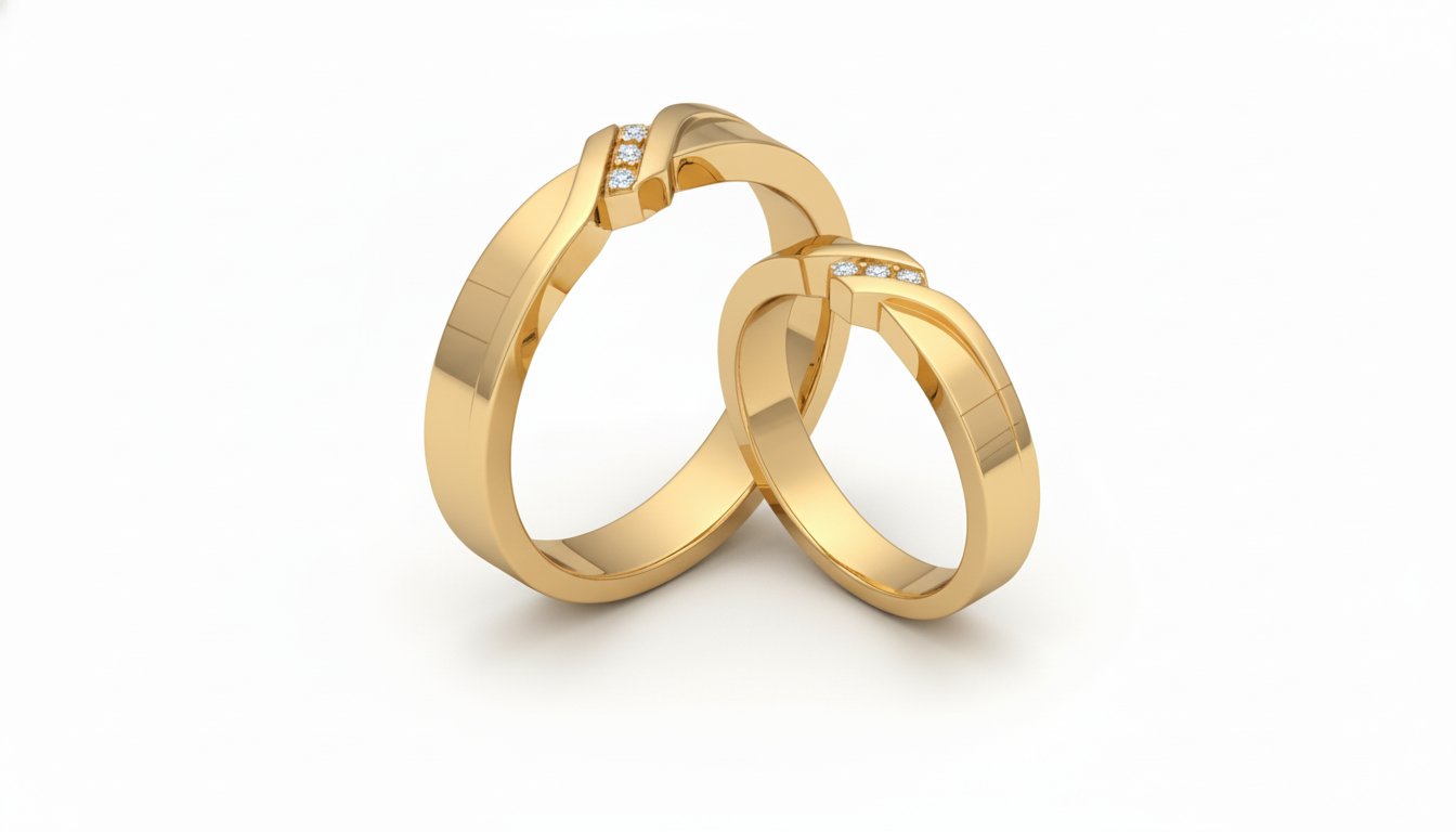 Dúo de Argollas Matrimoniales Entrelazadas con Diamantes