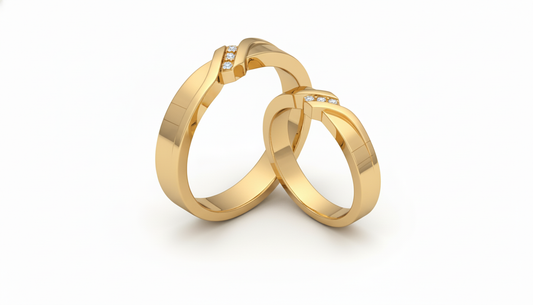 Dúo de Argollas Matrimoniales Entrelazadas con Diamantes