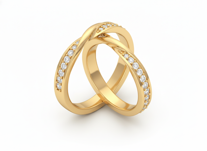 Dúo de Argollas Entrelazadas Pave con Diamantes