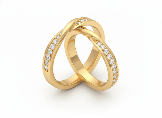 Dúo de Argollas Entrelazadas Pave con Diamantes