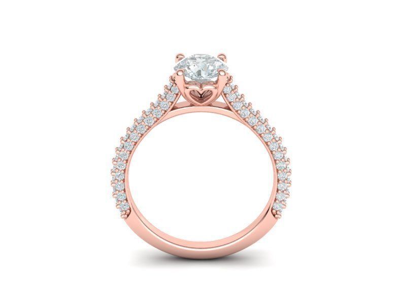 Anillo de Compromiso Oro 14k con Montura de 4 Garras e Incrustaciones