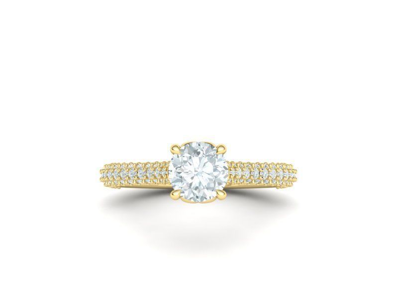 Anillo de Compromiso Oro 14k con Montura de 4 Garras e Incrustaciones