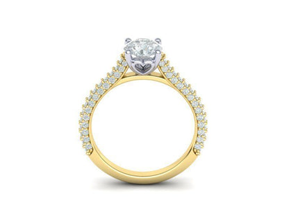 Anillo de Compromiso Oro 14k con Montura de 4 Garras e Incrustaciones