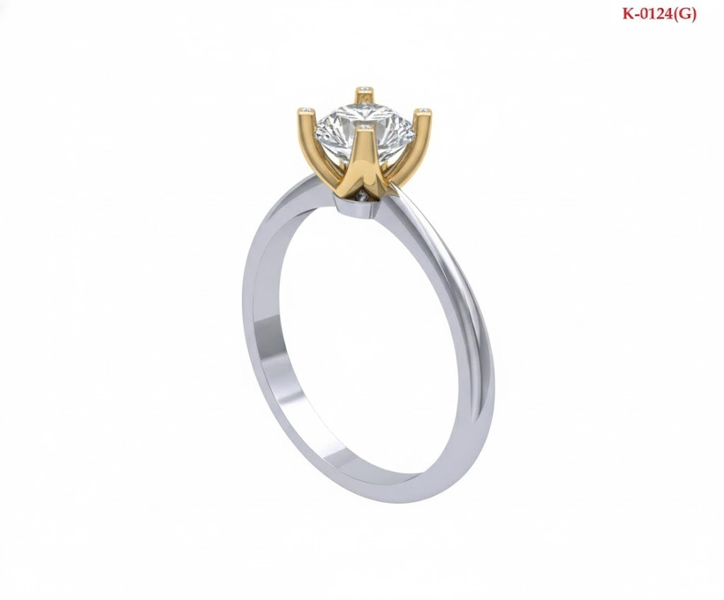 Anillo Solitario Bicolor con Diamante Redondo de 1.03 ct