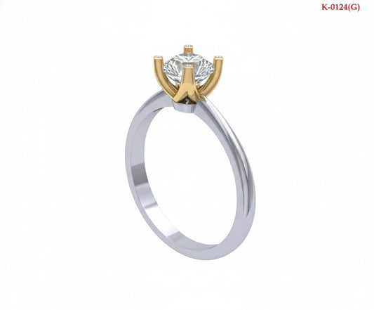 Anillo Solitario Bicolor con Diamante Redondo de 1.03 ct