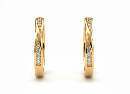 Dúo de Argollas Entrelazadas Pave con Diamantes