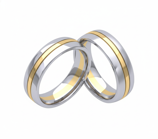 Dúo de Argollas  de Matrimonio Bicolor Clásica