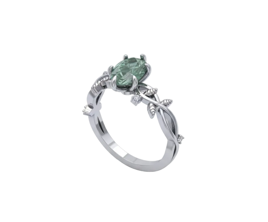Anillo de Compromiso Estilo Enredadera con Diamante Pera