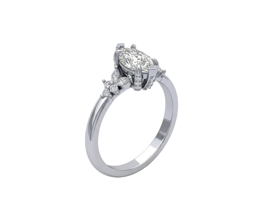 Anillo de Compromiso Diamante Marquise 1.01 ct Estilo Floral