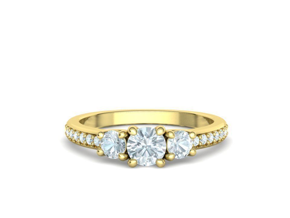 Anillo de Compromiso Trilogía Brillante con Incrustaciones