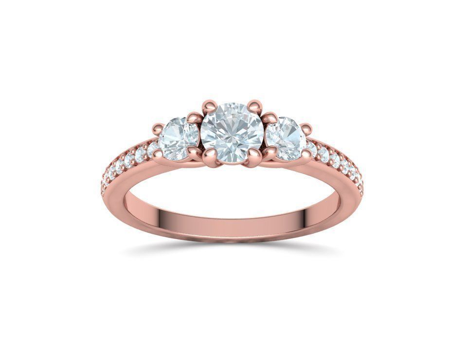 Anillo de Compromiso Trilogía Brillante con Incrustaciones