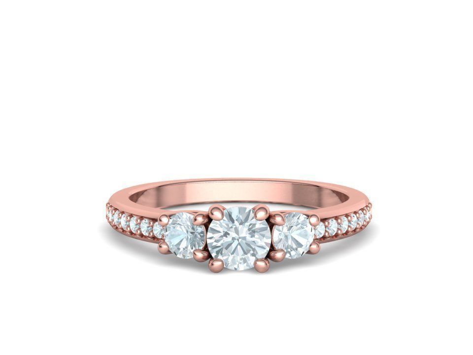 Anillo de Compromiso Trilogía Brillante con Incrustaciones