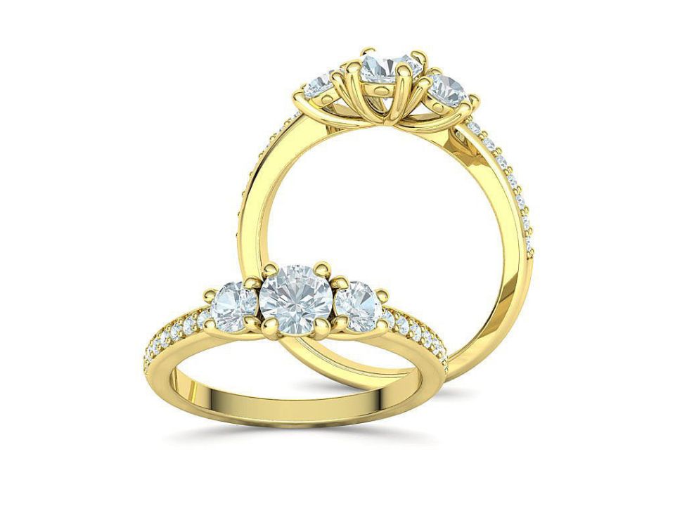 Anillo de Compromiso Trilogía Brillante con Incrustaciones