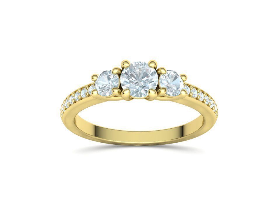 Encantador Anillo de Compromiso Trilogía Brillante con Incrustaciones