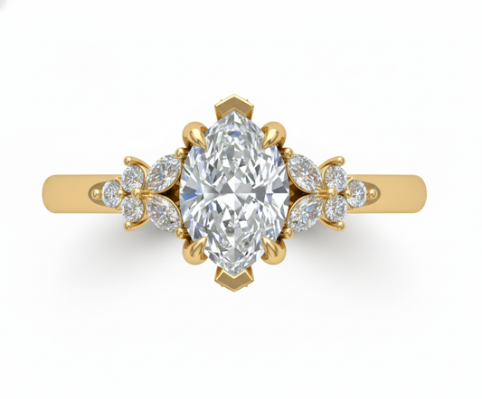 Anillo de Compromiso Diamante Marquise 1.01 ct Estilo Floral