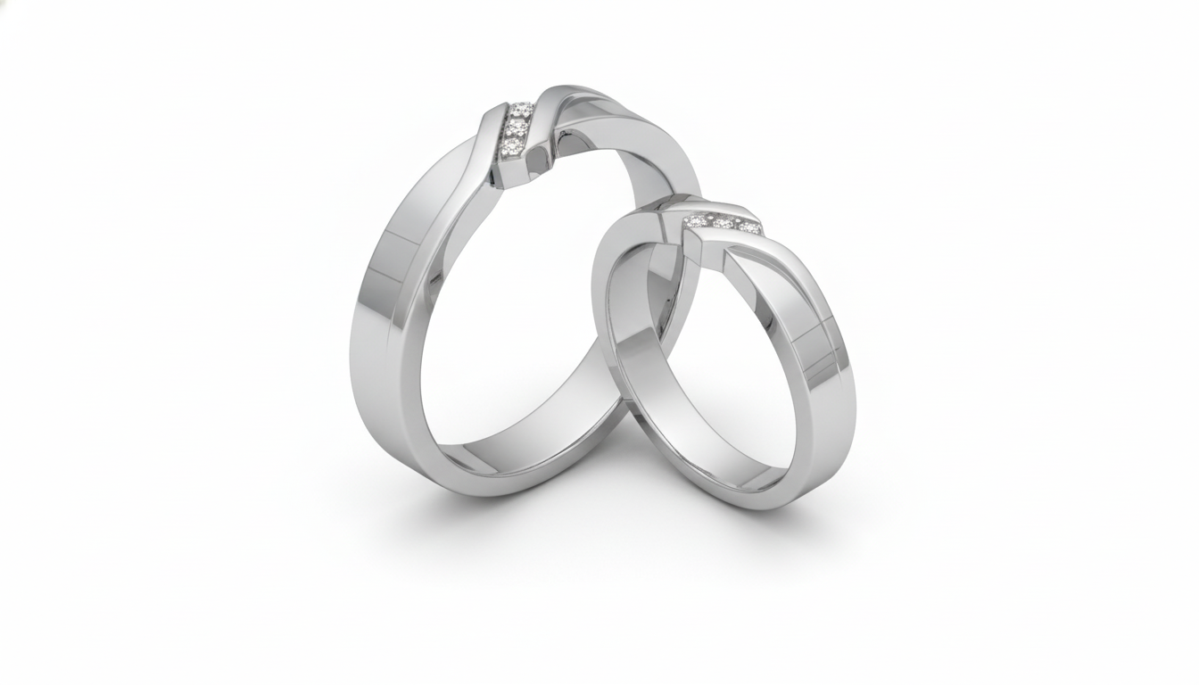 Dúo de Argollas Matrimoniales Entrelazadas con Diamantes