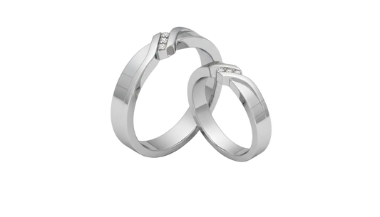Dúo de Argollas Matrimoniales Entrelazadas con Diamantes