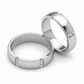 Dúo de Argollas Biseladas de Matrimonio con Diamantes en Canal