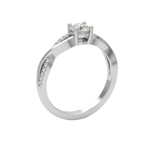 Anillo de Compromiso con Diamante Central y Brazos Entrelazados