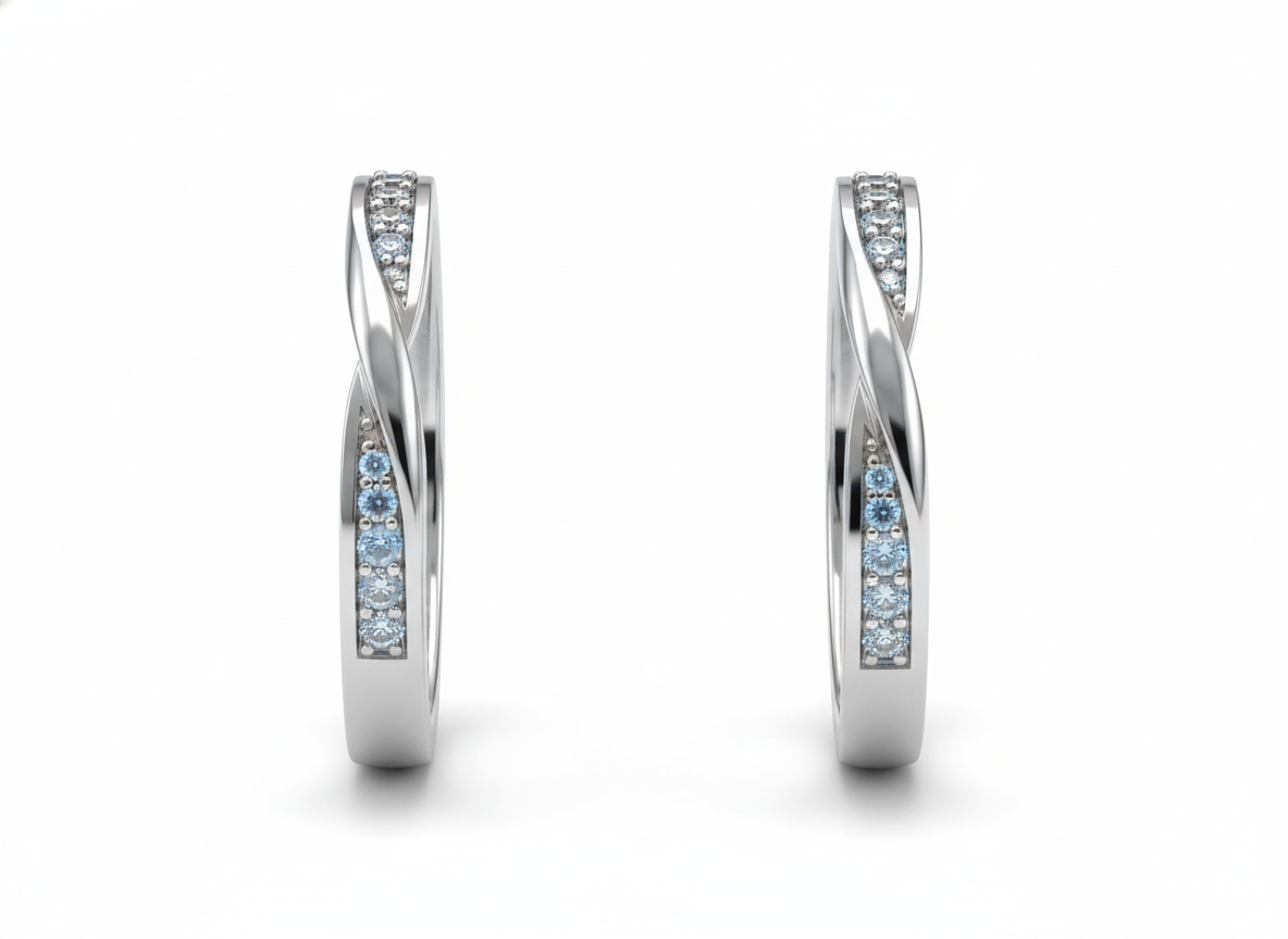 Dúo de Argollas Entrelazadas Pave con Diamantes