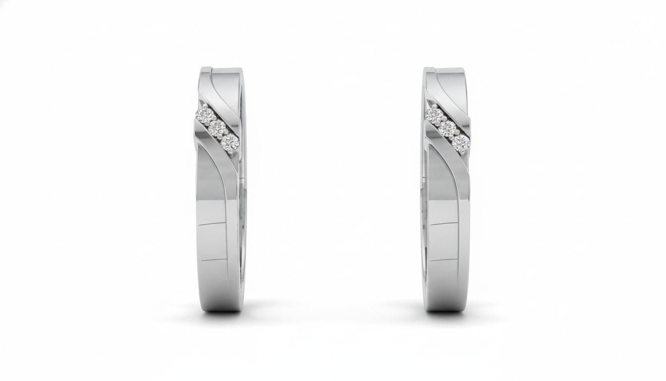 Dúo de Argollas Matrimoniales Entrelazadas con Diamantes