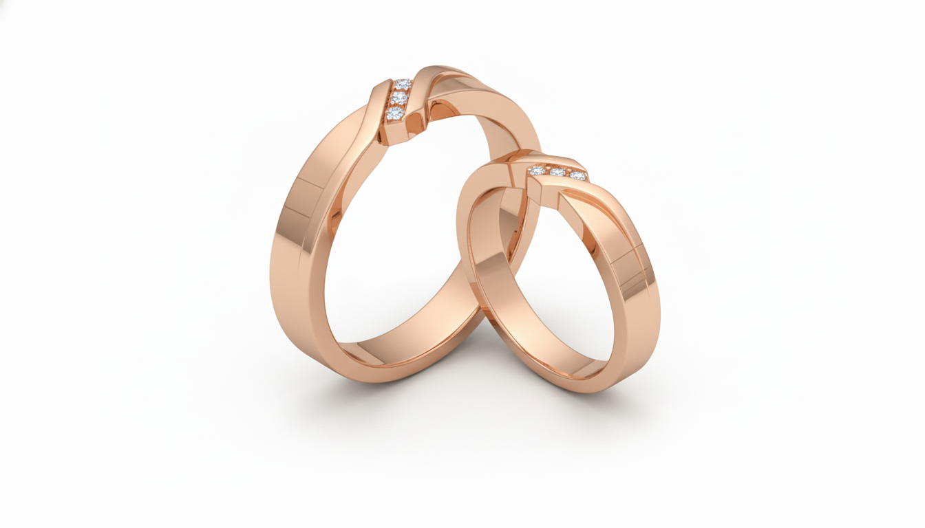 Dúo de Argollas Matrimoniales Entrelazadas con Diamantes