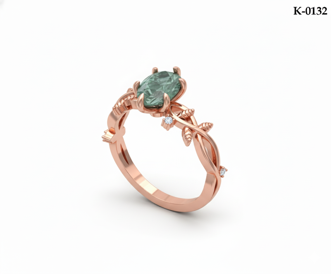 Anillo de Compromiso Estilo Enredadera con Diamante Pera