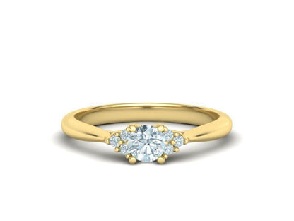 Anillo de Compromiso de Oro 14k con Incrustaciones