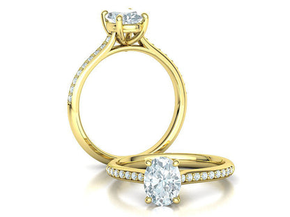 Anillo de Compromiso con Incrustación Ovalado y Halo Oculto