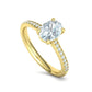 Anillo de Compromiso de Oro con Diamantes Central Ovalada Brillante