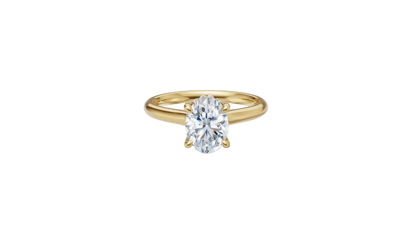 Anillo de Compromiso con Incrustación Oval y Halo Oculto
