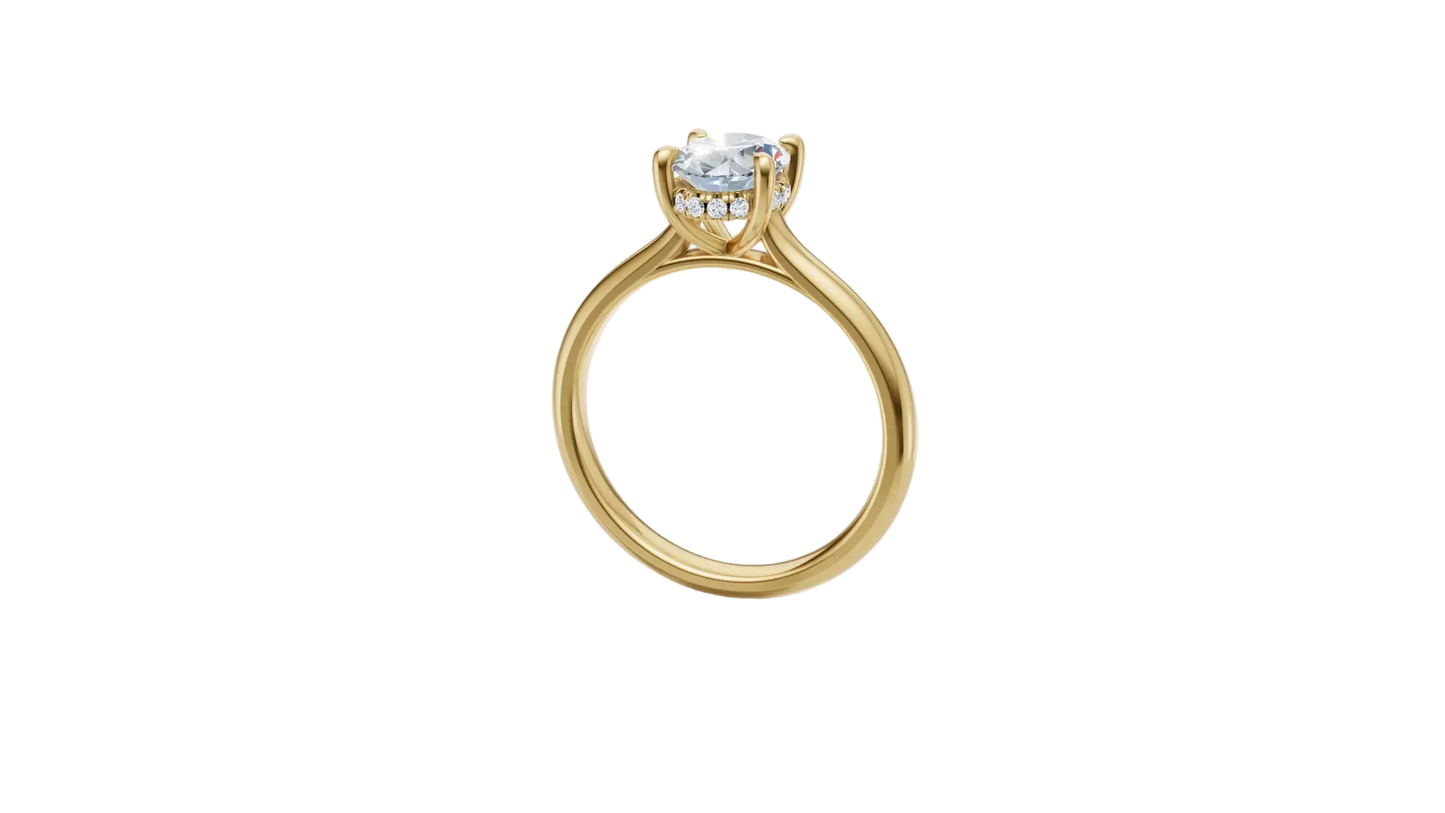 Anillo de Compromiso con Incrustación Oval y Halo Oculto