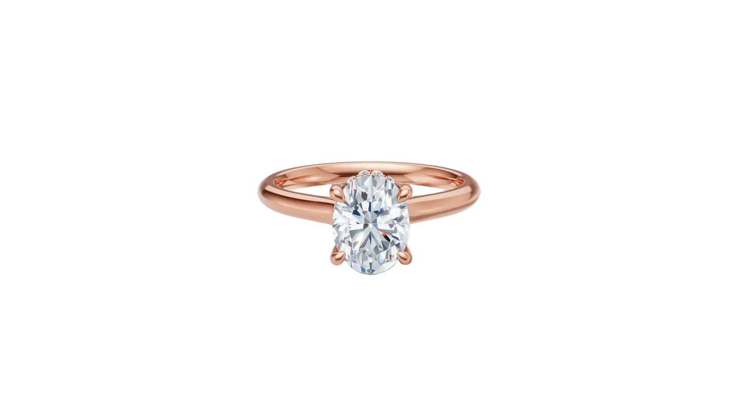 Anillo de Compromiso con Incrustación Oval y Halo Oculto
