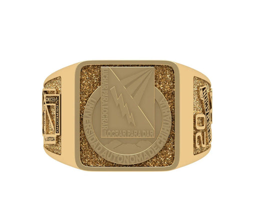 Increíble Anillo Graduacion con Logo Escolar Forntal