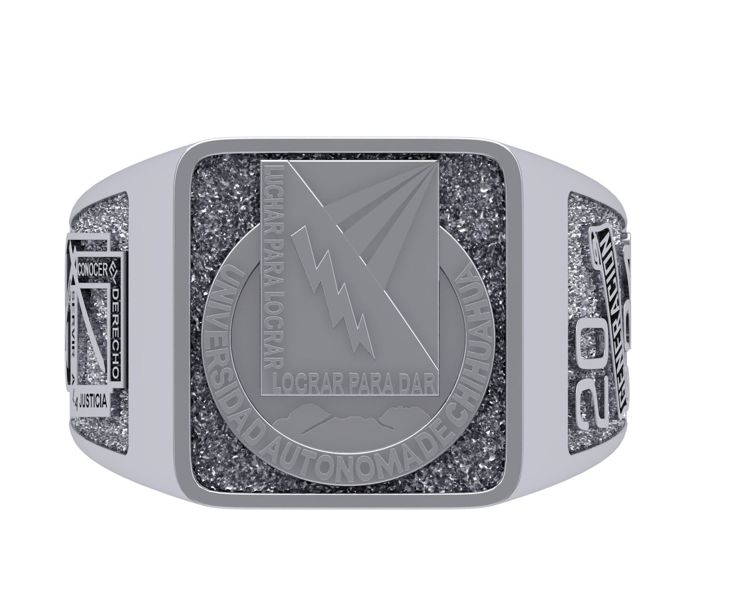 Increíble Anillo Graduacion con Logo Escolar Forntal