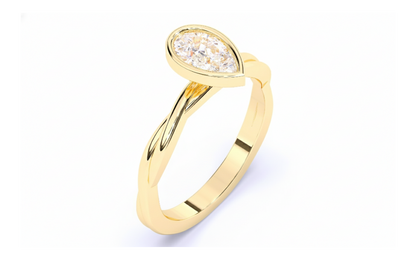 Anillo de compromiso con Diamante Pera y Brazo Entrelazado
