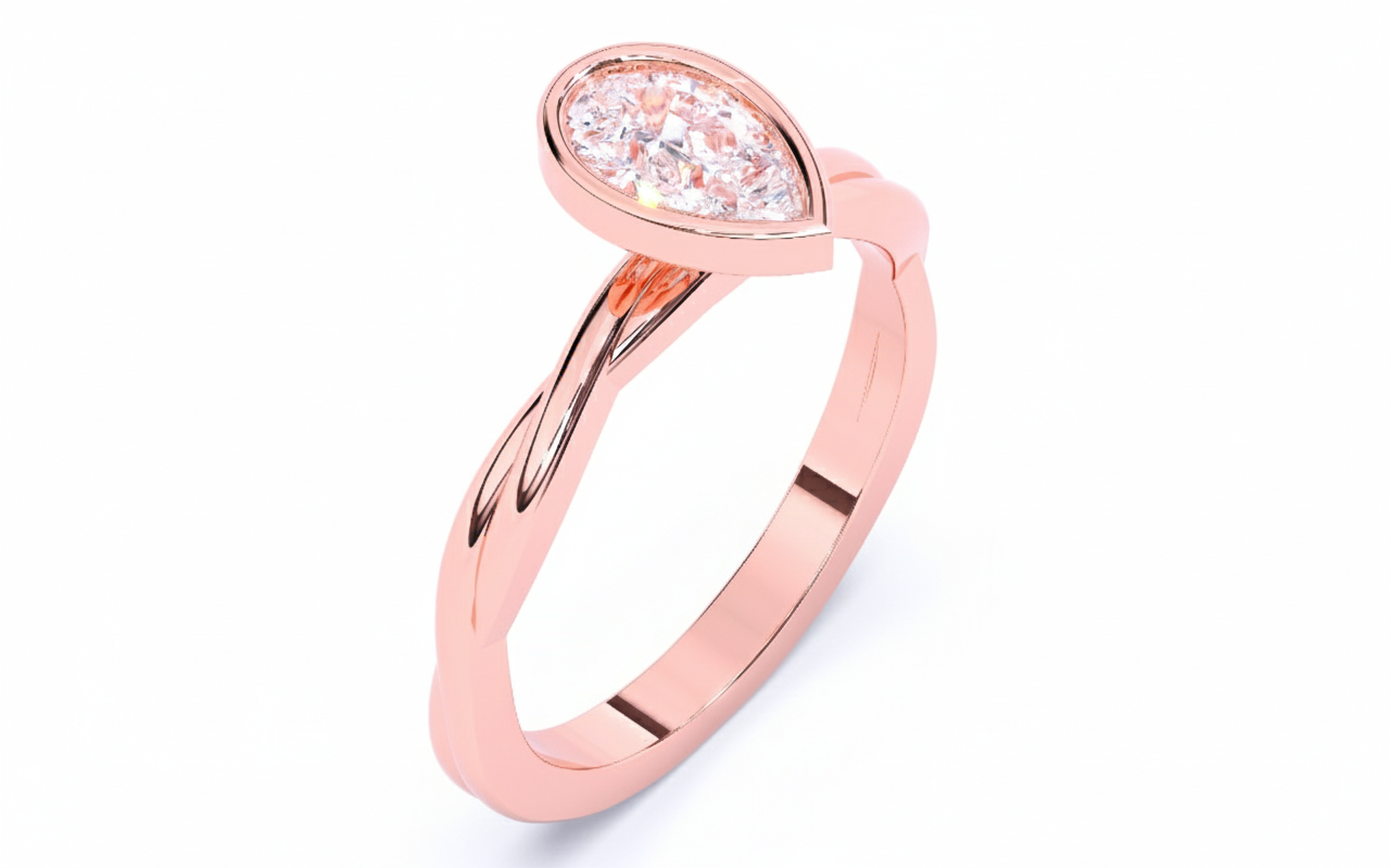 Anillo de compromiso con Diamante Pera y Brazo Entrelazado