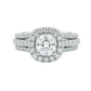 Anillo de Compromiso Oro Blanco 14K - Diamante Corte Redondo con Doble Halo 2.00 CTW
