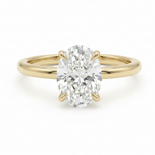 Anillo de Compromiso Oro 14K - Diamante Lab Grown Corte Oval 0.75 CTW