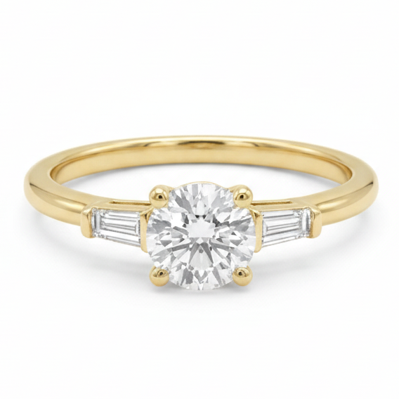 Anillo de Compromiso Oro 14K - Diamante Lab Grown Corte Redondo 0.95 CTW