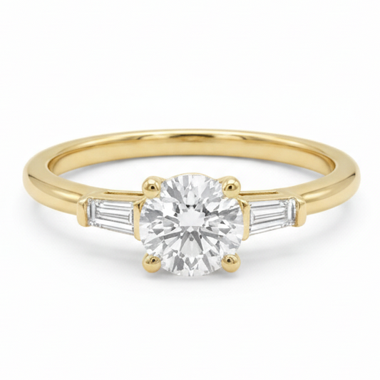 Anillo de Compromiso Oro 14K - Diamante Lab Grown Corte Redondo 0.95 CTW