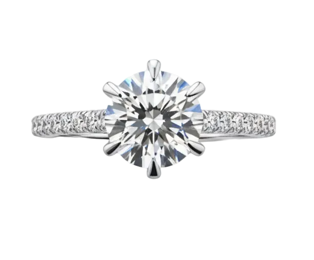 Anillo de Compromiso Oro 14K con Diamantes 2.00 CTW de Corte Redondo