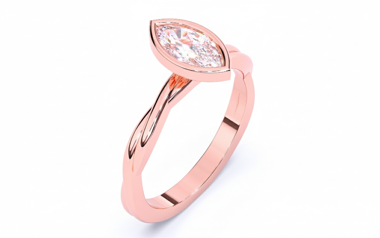 Anillo de Compromiso con Bisel y Banda Trenzada