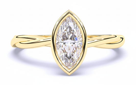 Anillo de Compromiso con Bisel y Banda Trenzada