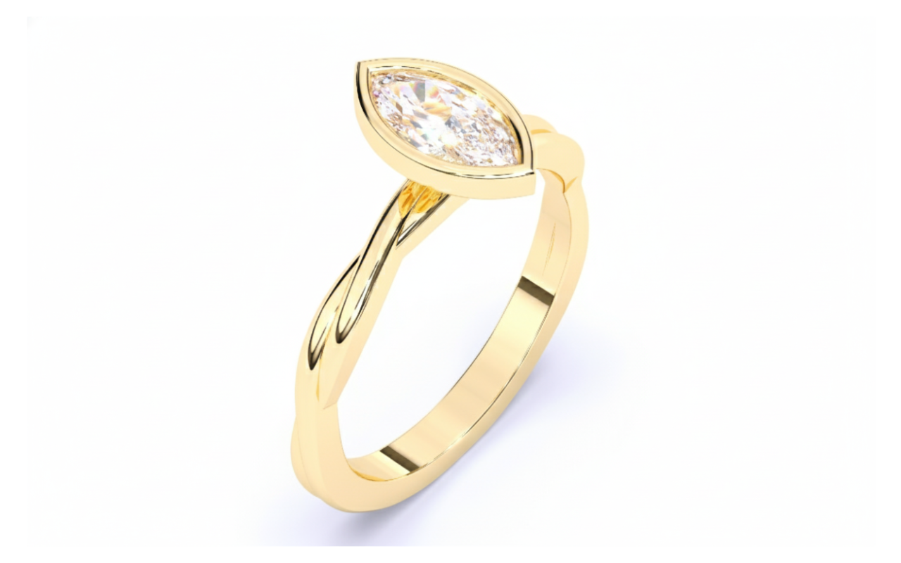 Anillo de Compromiso con Bisel y Banda Trenzada