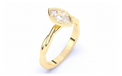 Anillo de Compromiso con Bisel y Banda Trenzada