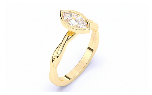 Anillo de Compromiso con Bisel y Banda Trenzada